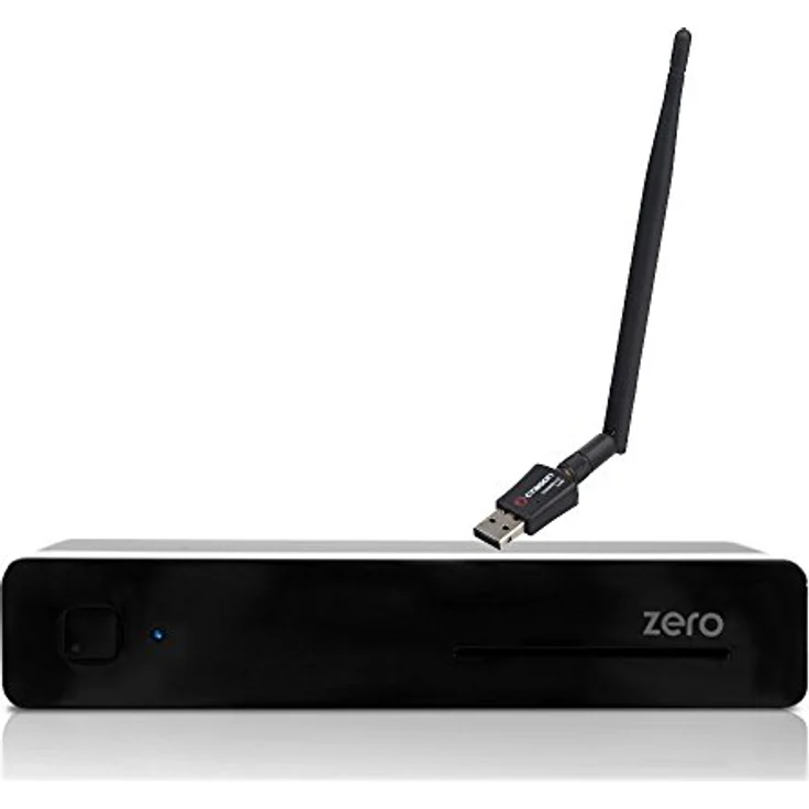 VU+ Plus Zero E2 Linux Full HD H265 Sat 1x DVB-S2 Receiver Schwarz + 300Mbit Wlan Stick mit 5dB Antenne, Sat-Receiver mit WiFi Stick – Bild 1