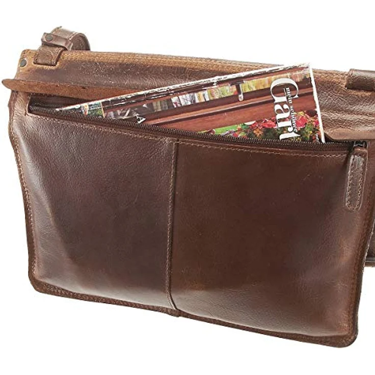 Harold's Umhängetasche Aberdeen 2908, Messengerbag S aus Rindleder, 5 Innenfächer, braun – Bild 8