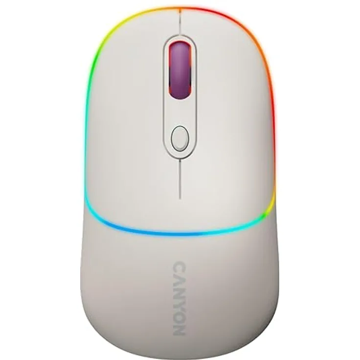 CANYON MW-22 2-in-1 RGB-Funkmaus, Beige, zuverlässige Funktechnologie, individuelle RGB-Beleuchtung, leichtes Gewicht