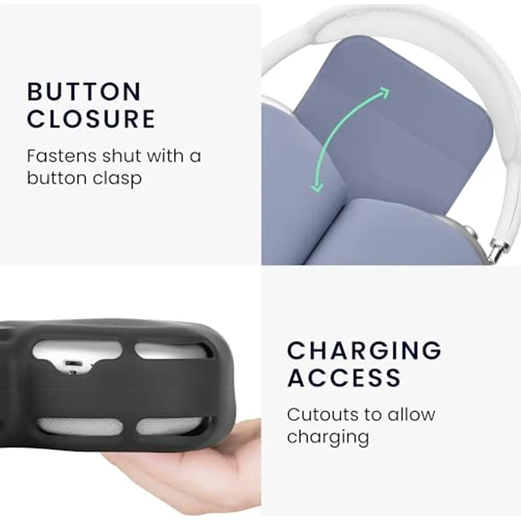 kwmobile Kopfhörer-Schutzhülle Hülle für Apple AirPods Max Case aus Polyester - Lavendel Cover mit präzisen Cut-Outs – Bild 6