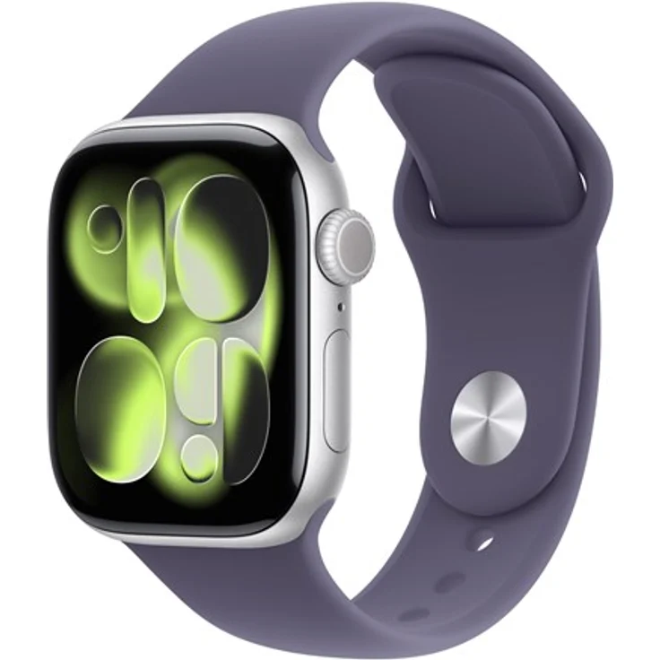 Apple Watch Series 11 GPS + Cellular, 42mm Silvan Aluminiumgehäuse mit lila Sportband, Schlafscore-Funktion