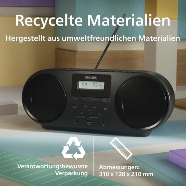 Philips TAZ5000/10, tragbares FM-Radio und CD-Player mit Bluetooth, Farbdisplay und Fernbedienung, Schwarz – Bild 4