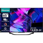 Hisense 65U7KQ 164 cm (65 Zoll) Fernseher 4K Mini LED ULED HDR Smart TV, Quantum Dot, 120Hz, HDMI 2.1, Game Mode Pro, Dolby Vision IQ & Atmos, Bluetooth, Alexa Built-in, Anthrazit [2023], Schwarz