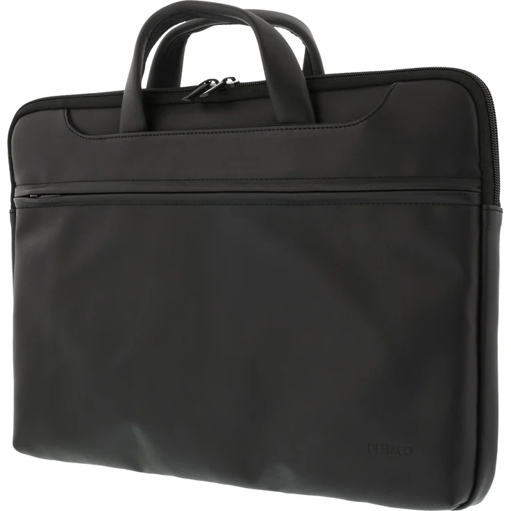 Deltaco Notebooktasche für 13-14" Laptops, PU-Leder Hülle in Schwarz mit weichem Innenfutter