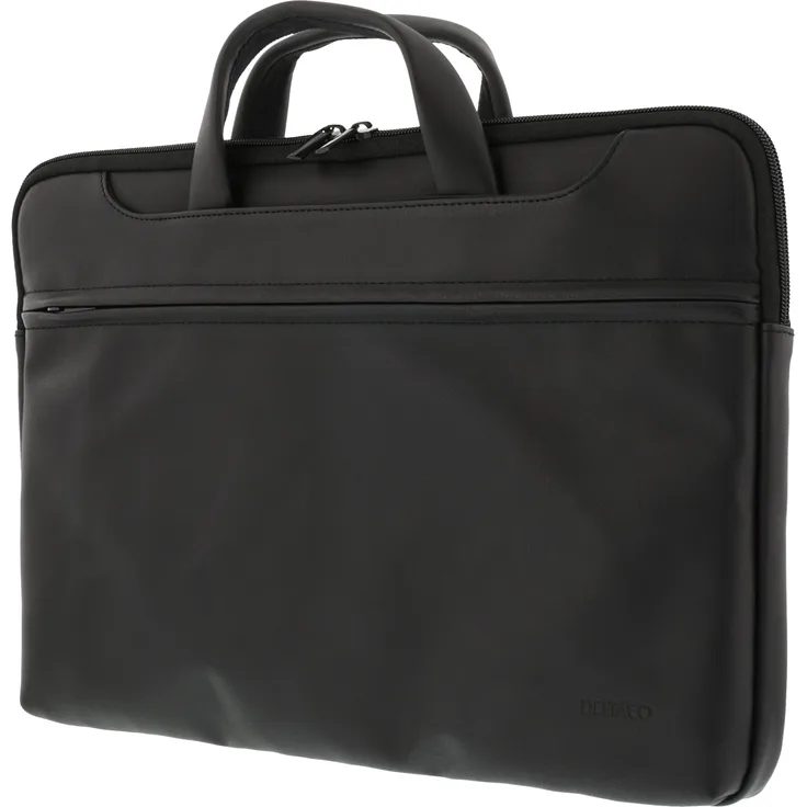 Deltaco Notebooktasche für 13-14" Laptops, PU-Leder Hülle in Schwarz mit weichem Innenfutter