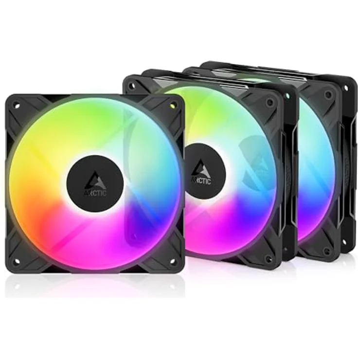 ARCTIC P12 Pro Reverse A-RGB, 120 mm Premium-Lüfter mit Reverse Airflow, PWM bis 3000 rpm, 5V Digital RGB, Hydrodynamisches Gleitlager, Schwarz, 3 Pack – Bild 1
