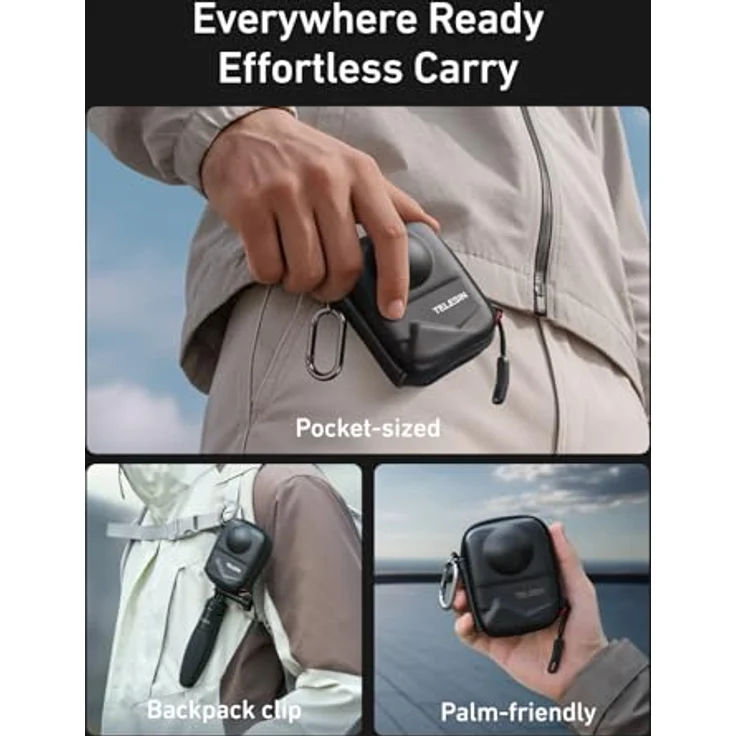 TELESIN Telesin DJI Osmo 360 Schutztasche, schwarze Kameratasche mit starrem PU-Gehäuse und wetterfestem Schutz – Bild 4