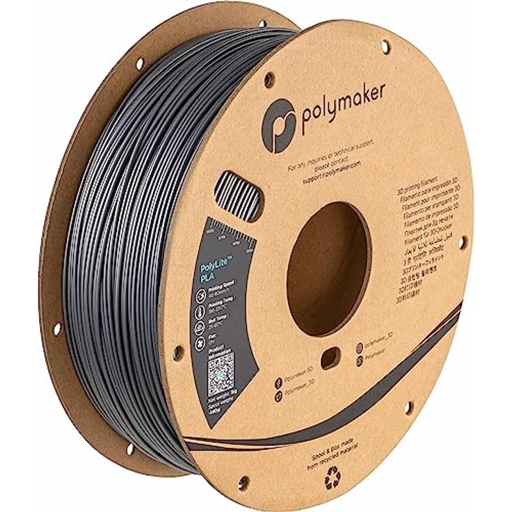 Polymaker PolyLite PLA, 1.75mm Filament, 1kg in Steel Grey, hohe Wärmebeständigkeit und Jam-Free Technologie – Bild 1