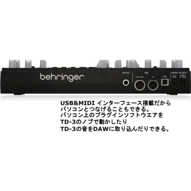 Behringer TD-3 BK, Analog-Synthesizer Clone der Roland TB-303 mit 16-Schritt Stepsequencer und Distortion Effekt, schwarz – Bild 2