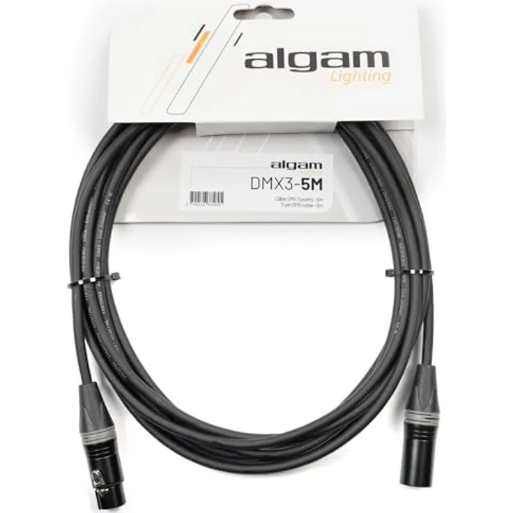 Algam Lighting DMX 3 Pin - 5 m, zuverlässiges 3-poliges DMX-Kabel mit 110 Ohm Impedanz für optimale Signalübertragung