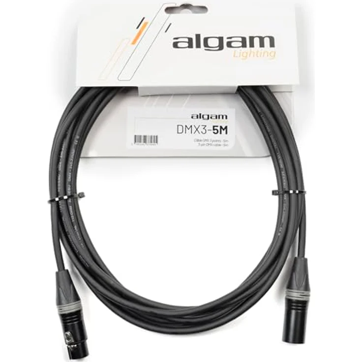 Algam Lighting DMX 3 Pin - 5 m, zuverlässiges 3-poliges DMX-Kabel mit 110 Ohm Impedanz für optimale Signalübertragung – Bild 1