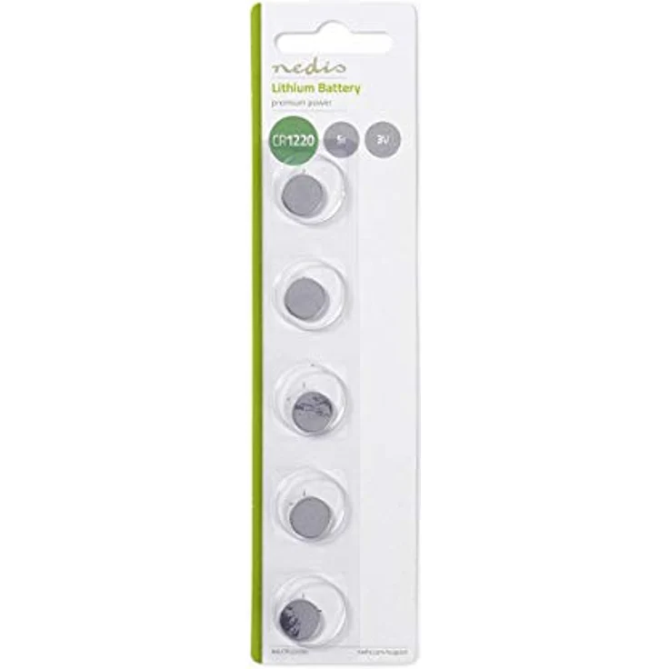 Nedis BALCR12205BL Lithium-Knopfzellenbatterie CR1220 | 3 V | 5 Stück | Blister – Bild 2