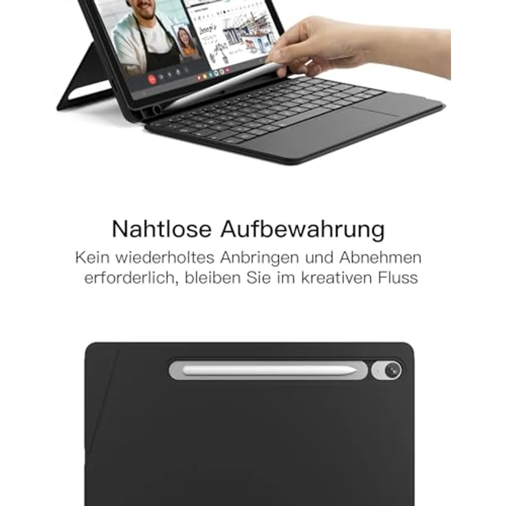 Inateck Hülle mit Tastatur für Samsung Galaxy Tab S10 FE/S9 FE/S9, abnehmbarer Ständer, QWERTZ mit Touchpad, Magnetisch, Kompatibel mit S Pen – Bild 6