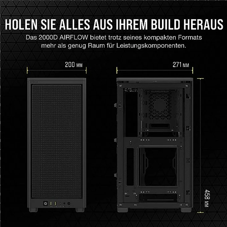 Corsair 2000D Airflow PC-Gehäuse Mini ITX – Format Mini ITX – Platten aus Netzstahl – DREI GPU-Steckplätze – optimiert für die Kühlung – Moderne EIN-/Ausgänge an der Vorderseite – Bild 7