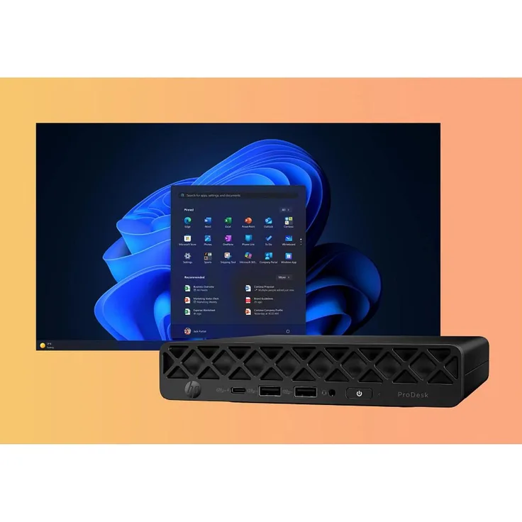 HP ProDesk 4 Mini G1I U7-265T, Desktop-PC mit Intel Core Ultra 7, 24 GB RAM, 512 GB NVMe SSD, Schwarz, Wi-Fi 6E und Bluetooth 5.3, Windows 11 Pro