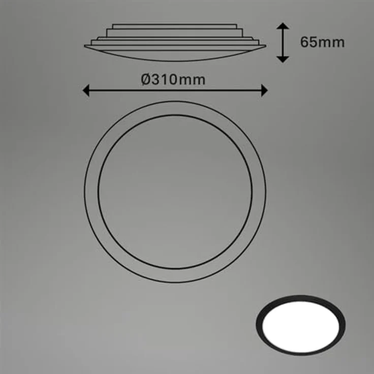 BRILONER Deckenlampe für das Bad, LED Deckenleuchte in Schwarz, neutralweiße Lichtfarbe, IP44 Spritzwasserschutz, 310x65mm – Bild 5