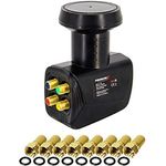 PremiumX Quad LNB SAT Direktanschluss 4 Teilnehmer Satellit TV Signalumsetzer DVB-S2 HD 4K 8X F-Stecker