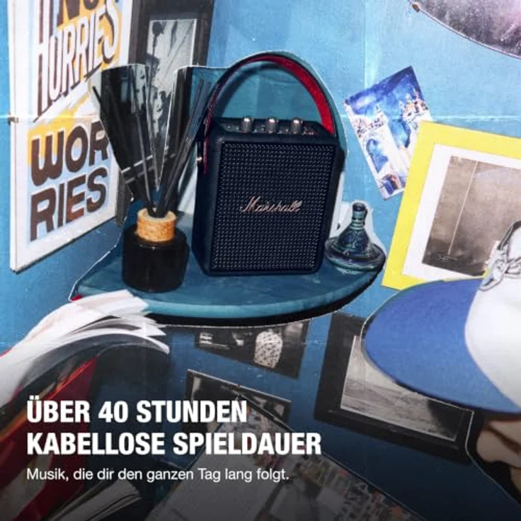 Marshall Stockwell III, Tragbarer Bluetooth-Homelautsprecher mit True Stereophonic 360°-Sound, Staub- und wasserfest, über 40 Stunden kabellose Spieldauer, Ladefunktion - Black and Brass – Bild 2