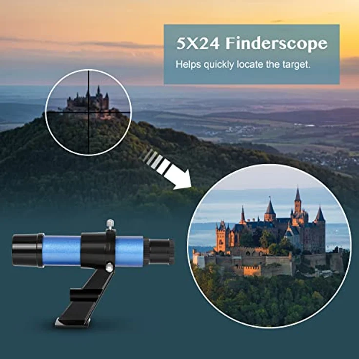 AOMEKIE Teleskop Astronomie 70/400 Fernrohr Teleskop mit Tasche, Aluminium Stativ, Smartphone Adapter und Mondfilter 40070+ – Bild 5