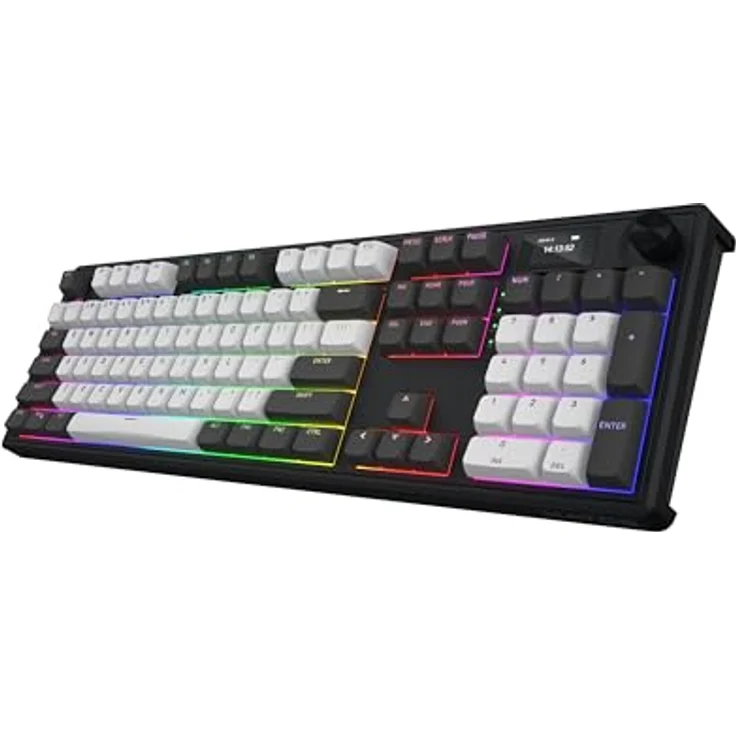 HATOR Skyfall 100 Pro, Wireless Mechanische Gaming-Tastatur mit Silent Mechanical Switches, Hot-Swap, RGB, Gasket-Mount, TFT Screen, PBT, 2.4GHz/Bluetooth/USB-C, US Layout – Bild 3