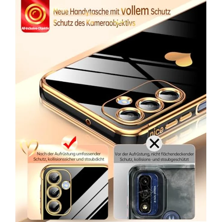 LeYi Handyhülle für Samsung Galaxy A16 5G, TPU Silikon Schutzhülle mit Cute Herz Muster und 2 Schutzfolien, Stoßfest, Kratzfest, Kameraschutz, Schwarz – Bild 3