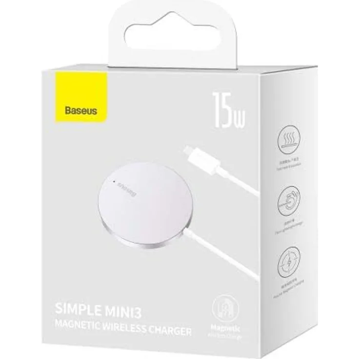 Baseus Wireless Charger Magnetic Simple Mini3, 15 W Silver (CCJJ040012)