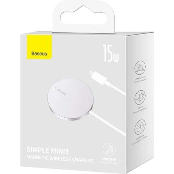 Baseus Wireless Charger Magnetic Simple Mini3, 15 W Silver (CCJJ040012) – Bild 1