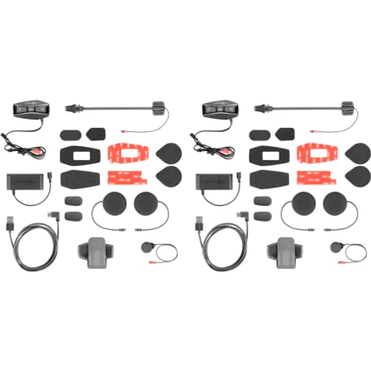 Interphone U-Com 4, Helmkommunikationssystem mit Bluetooth 5.0, 4 Teilnehmer, HD Lautsprecher, IP67, schwarz, Doppelpack – Bild 9