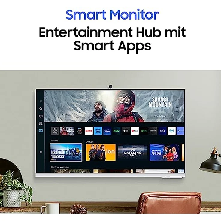 Samsung M80C Smart Monitor, 32 Zoll, 4K UHD, 60 Hz, Inkl. Webcam, Bildschirm mit Lautsprechern, Höhenverstellung und Pivot, Smart TV Apps mit Fernbedienung, S32CM801UU, Schwarz – Bild 4