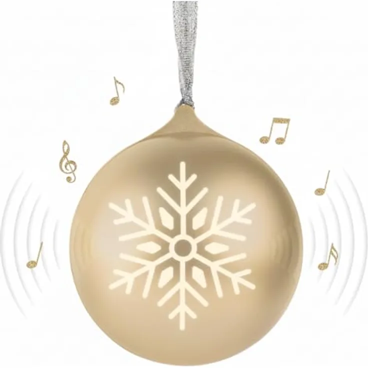 Bigben EPOK Leuchtende Weihnachtskugel, Bluetooth portabler Lautsprecher mit Lichteffekten, gold, 10 W Musikleistung