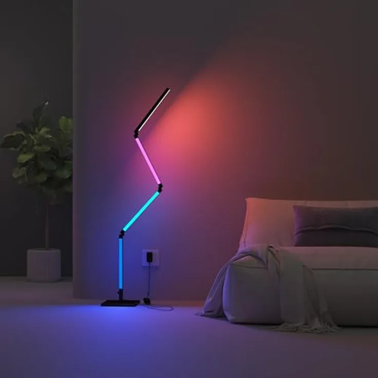 Calex Smart LED-Stehleuchte, faltbar WLAN CCT RGB, 16 Millionen Farben, dimmbar, auch als Wandleuchte nutzbar