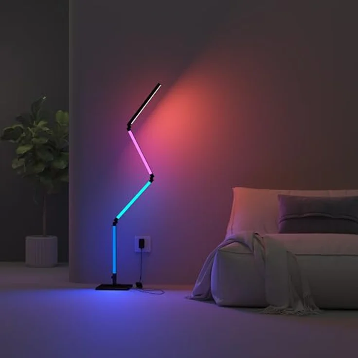 Calex Smart LED-Stehleuchte, faltbar WLAN CCT RGB, 16 Millionen Farben, dimmbar, auch als Wandleuchte nutzbar – Bild 1