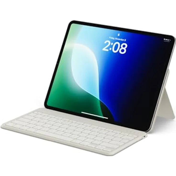 Satechi OntheGo, kabellose Tablet-Tastatur mit verstellbarem Ständer, beige-braun, unterstützt bis zu 3 Geräte, USB-C – Bild 1
