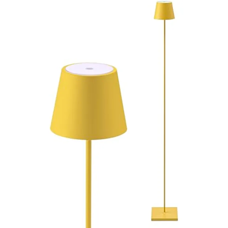SIGOR Nuindie Stehleuchte - Dimmbare LED Akku-Stehlampe Indoor & Outdoor, IP54 spritzwassergeschützt, Höhe 120 cm, aufladbar mit Easy Connect, 12 h Leuchtdauer, sonnengelb