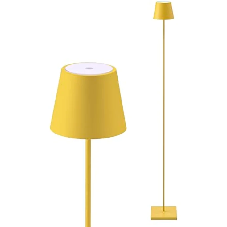 SIGOR Nuindie Stehleuchte - Dimmbare LED Akku-Stehlampe Indoor & Outdoor, IP54 spritzwassergeschützt, Höhe 120 cm, aufladbar mit Easy Connect, 12 h Leuchtdauer, sonnengelb – Bild 1