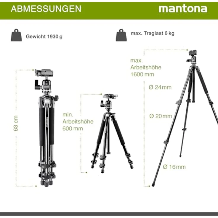 Mantona Scout MAX Stativ mit Kugelkopf, 157cm – Bild 5