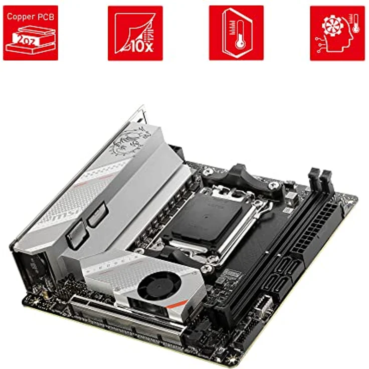 MSI MPG B650I Edge WiFi Mainboard, Mini-ITX - Unterstützt AMD Ryzen 7000 Serie Prozessoren, AM5-8 Phasen 80A VRM, DDR5 Memory Boost 6600+MHz/OC, 1 x PCIe 4.0 x16, 2 x M.2 Gen4, Wi-Fi 6E – Bild 4