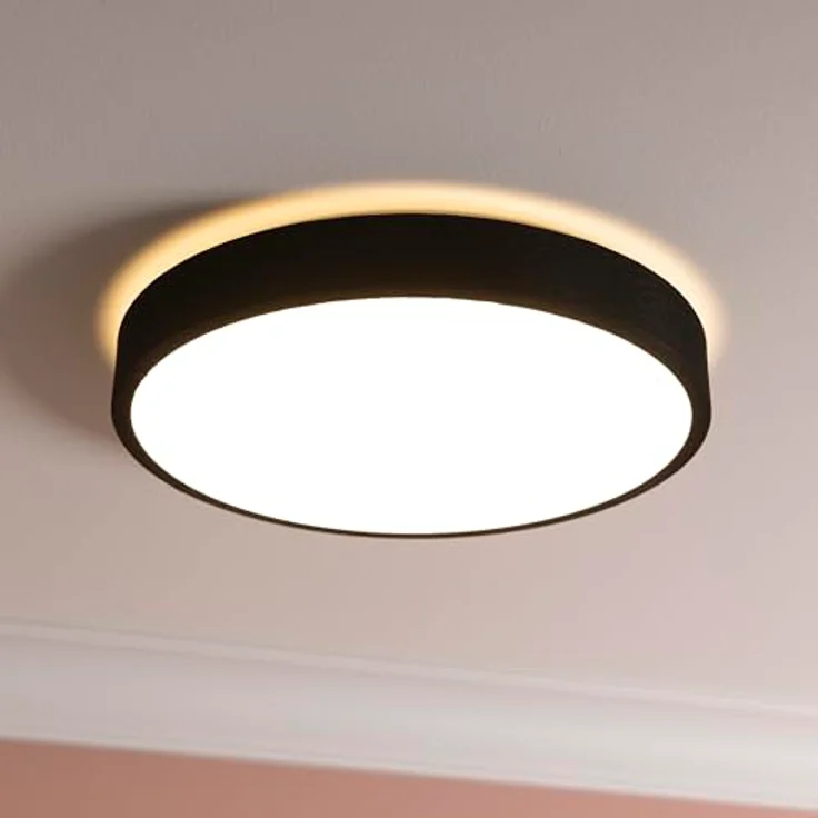 Brilliant LED Deckenleuchte, Ø38,5cm, 24W, 2400 Lumen, 3000K, 3-Stufen-Dimmer mit Memory-Funktion, schwarzer Textilrahmen – Bild 1