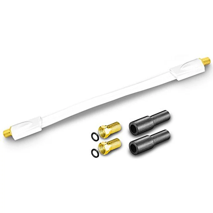 ARLI Fensterdurchführung Ultra Slim Weiß, 0,2 mm Flachkabel mit 2 F-Steckern und 2 Gummitüllen für SAT DVB-S2 DVB-T2, einfache Installation ohne Bohren – Bild 1