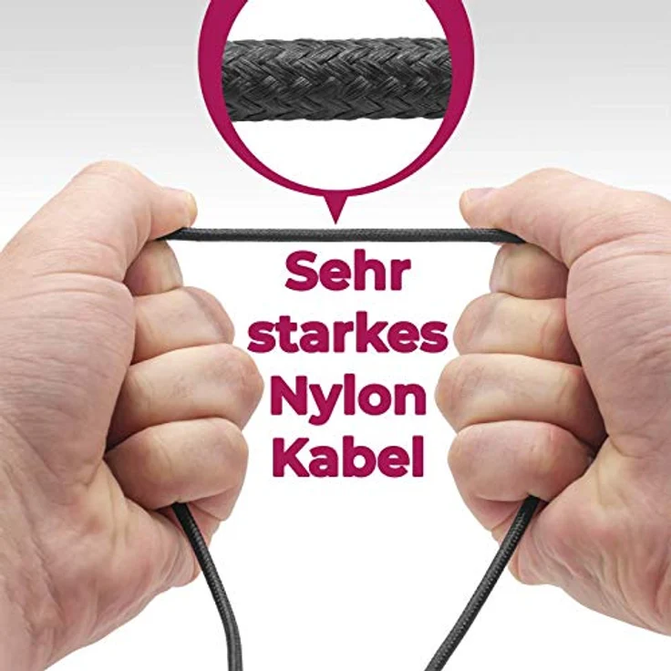Mobilefox Typ C USB Schnell Lade Daten Kabel, 3m Länge, Nylon Stecker, Gold – Bild 3