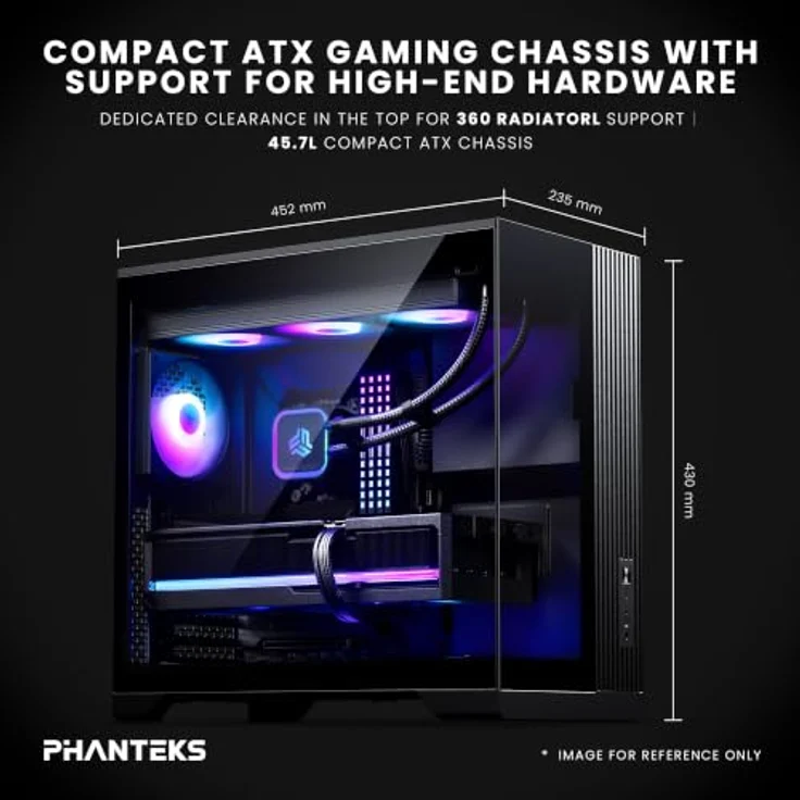 Phanteks XT V5 Midi-Tower ATX Gehäuse mit Tempered Glass, 4 RGB-Lüfter, optimal für Luft- und Wasserkühlung, schwarz – Bild 2
