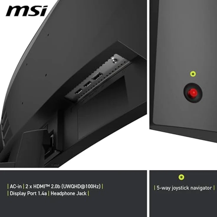 MSI MAG 346CQ, 34-Zoll UWQHD Curved Gaming Monitor, 3440 x 1440, 180Hz, 1ms, HDR Ready, Schwarz – Bild 5