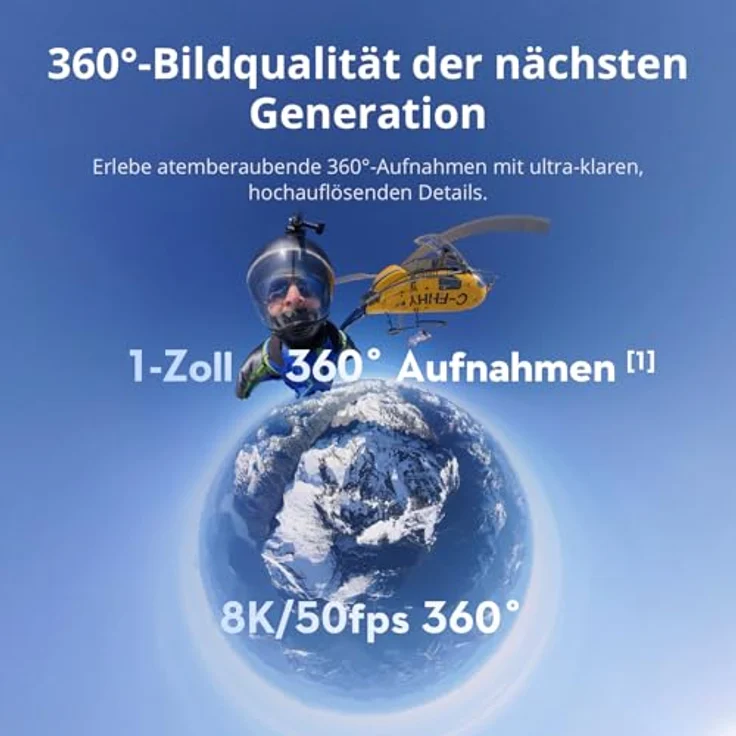 DJI Osmo 360 Standard Combo, 360 Kamera mit 1-Zoll-Sensor, 8K Video, 120MP Foto, wasserdicht, für Action und Vlogs – Bild 2