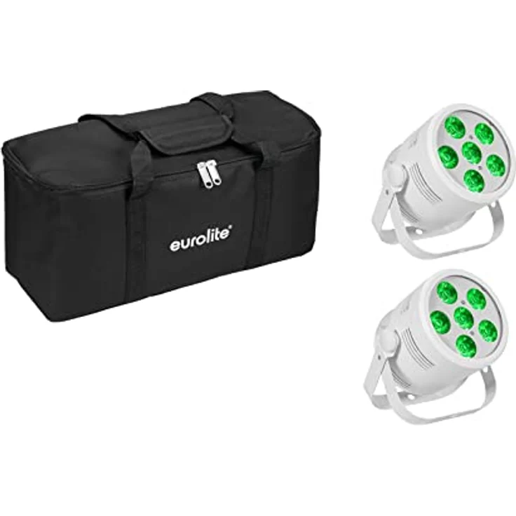 EUROLITE Set 2x LED Silent Par 6 QCL Floor ws + Soft-Bag – Bild 1