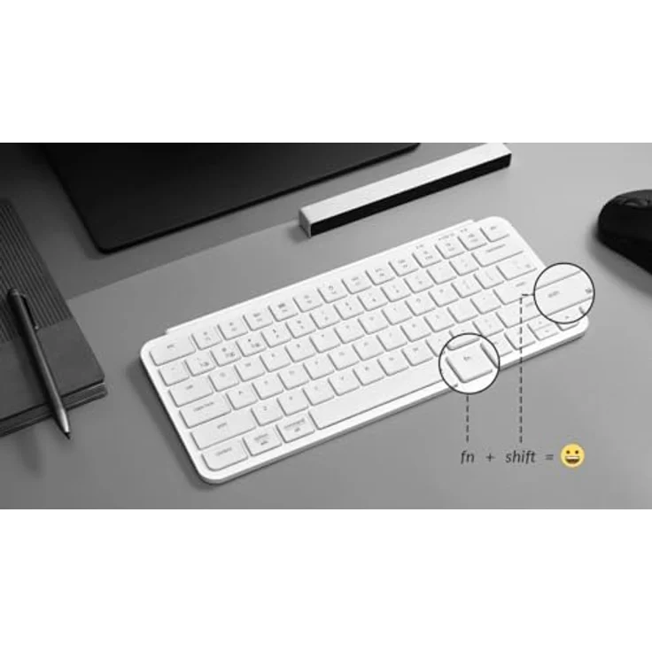 Keychron B1 Pro Ultraflache kabellose Tastatur mit ZMK-Anpassung, QWERTY US ANSI, 3-Modus Bluetooth/2,4 GHz/Kabel 425 g leicht mit 1.200 Stunden Akkulaufzeit für Mac/Windows - Weiß – Bild 5