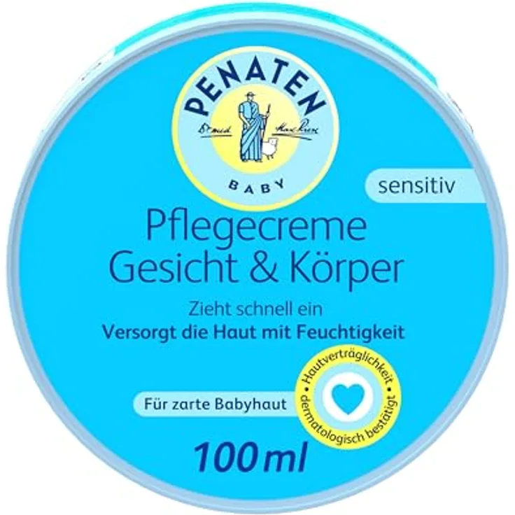 Penaten Pflegecreme Gesicht & Körper (100 ml), schnell einziehende Baby Gesichtscreme & Körpercreme, zarte Babyhaut, feuchtigkeitsspendend