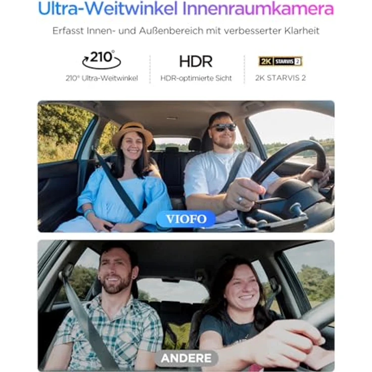 VIOFO A329S 3CH 4K Dashcam, 4K Frontkamera + 2K Innenkamera + 2K Heckkamera, Energiespar-Parkmodus, Wi-Fi 6, 210° Ultraweitwinkel, 4TB SSD unterstützend – Bild 4