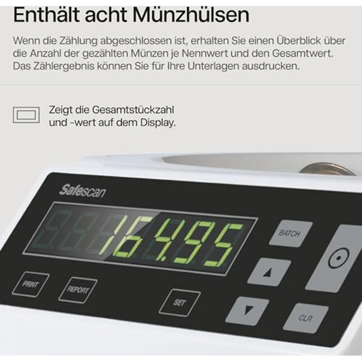 Safescan Euro-Münzzählgerät Safescan 1250, grau – Bild 5