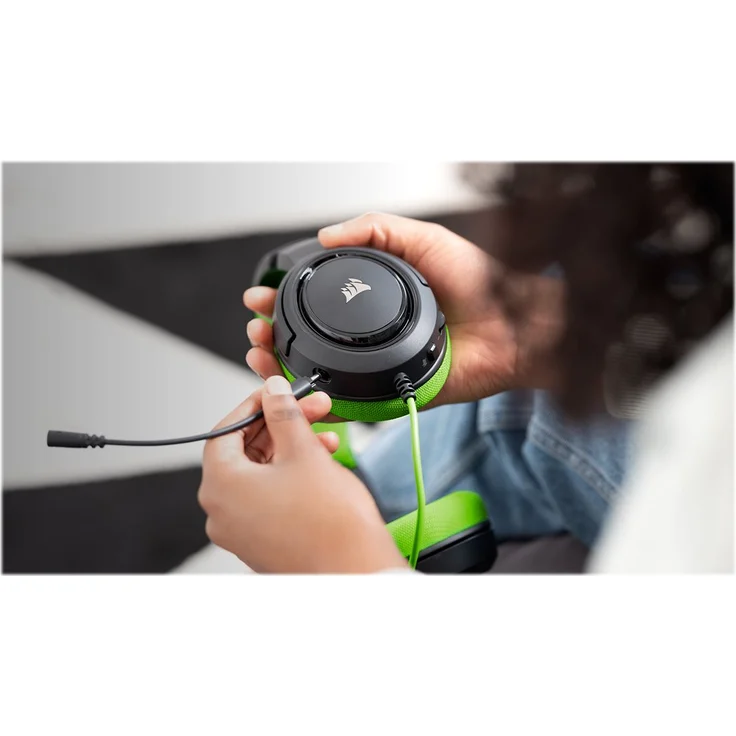 Corsair HS35 Stereo Gaming Headset (50mm Neodym Lautsprecher, Abnehmbares Unidirektionales Mikrofon, Federleichtes Design, für Xbox One, PS4, Nintendo Switch und Mobilgeräte) grün – Bild 9