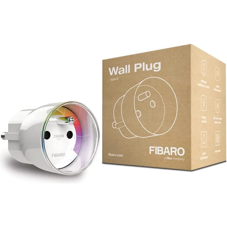 FIBARO Wall Plug - Z-Wave Plus Smart Steckdose Plug mit Leistungsmessung, Typ E (FGWPE-102 ZW5 EU) – Bild 1